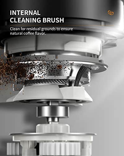 SHARDOR Conical Burr Coffee Grinder Electric with Precision Electronic Timer, Adjustable Burr Mill with 48 Precise Settings, Touchscreen, Anti-static, Brushed Stainless Steel - Image 5