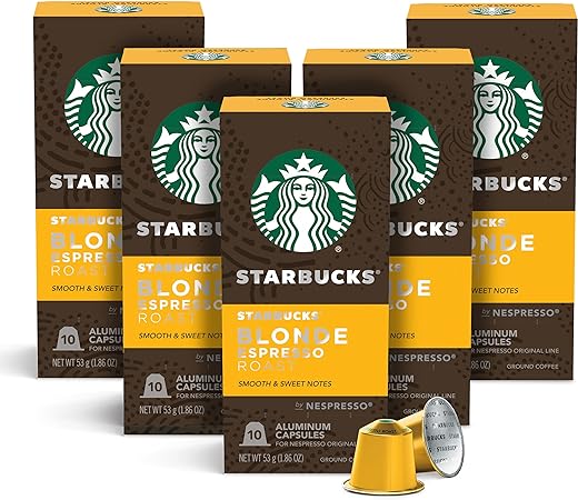 Starbucks by Nespresso Blonde Roast Espresso (50-count single serve capsules, compatible with Nespresso Original Line System)