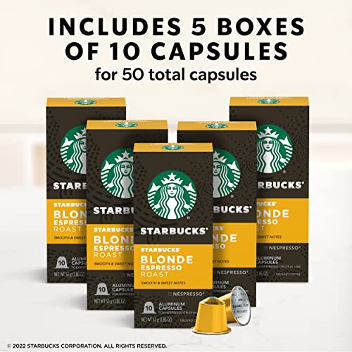 Starbucks by Nespresso Blonde Roast Espresso (50-count single serve capsules, compatible with Nespresso Original Line System) - Image 2