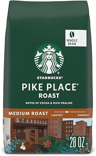 Starbucks Medium Roast Whole Bean Coffee — Pike Place — 100% Arabica — 1 bag (28 oz)