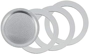 Tredoni 3 Rubber Seals/Rings+Filter -Replacement- Sizes 1,2,3,6,9,14 Cup Espresso Coffee Maker Moka Pot- 5.1cm (1 Cup)