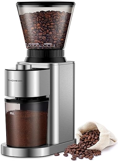 TWOMEOW Conical Burr Coffee Grinder Electric, Anti-static Coffee Bean Grinder with 24 Grind Settings for Espresso/Drip/Pour Over/Cold Brew/French Press Coffee Maker,Stainless Steel