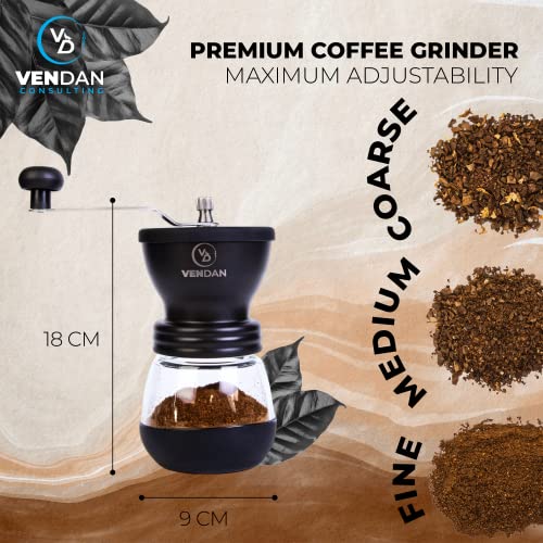 VenDan Manual Coffee Grinder - Hand Crank Coffee Grinder with Travel Jar - Coffee Bean Grinder - Incl. Coffee Scoop & Cleaning Brush - Molino de Cafe - Image 2