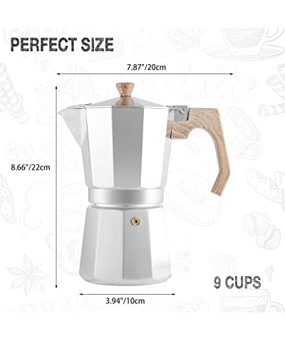 wedrink Stovetop Espresso Maker Aluminum Moka Pot 9 Espresso Cup-15.2OZ Cuban Coffee Maker Stove top Coffee Maker Moka Italian Espresso - Image 2