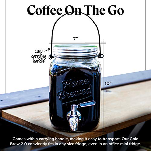 Willow & Everett Cold Brew Coffee Maker - 2 L Iced Tea & Coffee Cold Brew Maker - Glass Pitcher w/Stainless Steel Spout and Removable Filter - Image 4