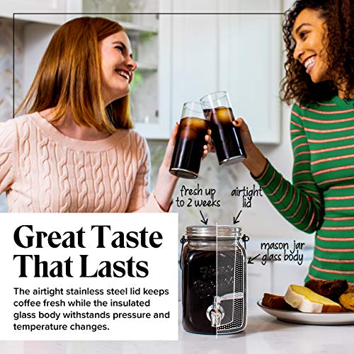 Willow & Everett Cold Brew Coffee Maker - 2 L Iced Tea & Coffee Cold Brew Maker - Glass Pitcher w/Stainless Steel Spout and Removable Filter - Image 5