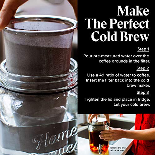 Willow & Everett Cold Brew Coffee Maker - 2 L Iced Tea & Coffee Cold Brew Maker - Glass Pitcher w/Stainless Steel Spout and Removable Filter - Image 6