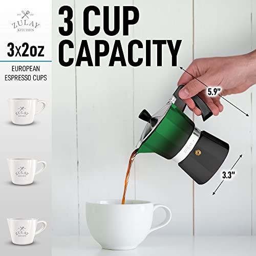 Zulay Classic Stovetop Espresso Maker for Great Flavored Strong Espresso, Classic Italian Style 3 Espresso Cup Moka Pot, Makes Delicious Coffee, Easy to Operate & Quick Cleanup... - Image 3