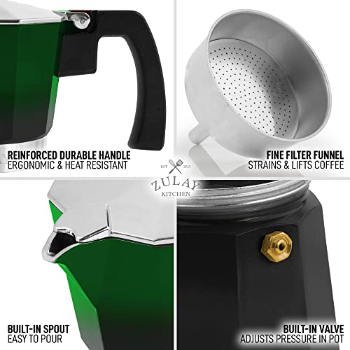 Zulay Classic Stovetop Espresso Maker for Great Flavored Strong Espresso, Classic Italian Style 3 Espresso Cup Moka Pot, Makes Delicious Coffee, Easy to Operate & Quick Cleanup... - Image 4