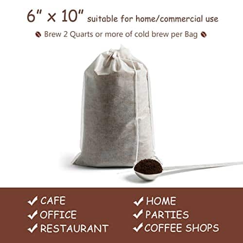 HOMYHEE Cold Brew Coffee Bags 60 Count Disposable Fine Mesh Brewing Bags for Concentrate/Iced Coffee Maker, French/Cold Press Kit, Hot Tea in Mason Jar or Pitcher, 6 x 10 Inches - Image 4