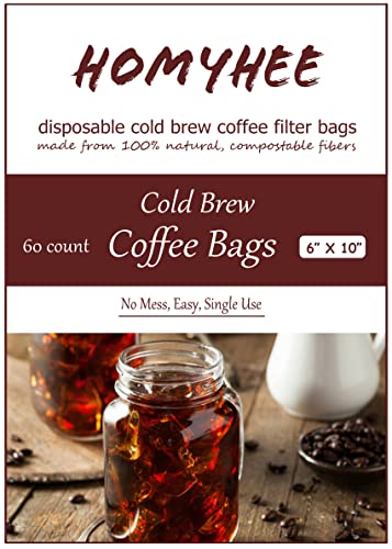 HOMYHEE Cold Brew Coffee Bags 60 Count Disposable Fine Mesh Brewing Bags for Concentrate/Iced Coffee Maker, French/Cold Press Kit, Hot Tea in Mason Jar or Pitcher, 6 x 10 Inches - Image 7
