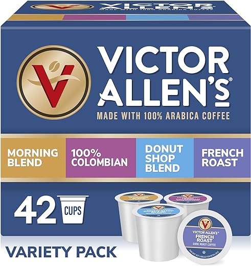 Victor Allen's Coffee Variety Pack, Light-Dark Roasts, 42 Count, Single Serve Coffee Pods for Keurig K-Cup Brewers