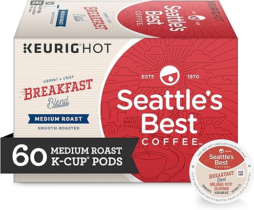 Seattle's Best Coffee Breakfast Blend Medium Roast K-Cup Pods |10 Count (Pack of 6)