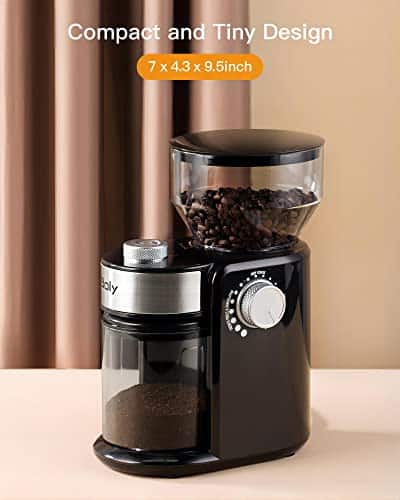 Electric Burr Coffee Grinder, Adjustable Burr Mill Coffee Bean Grinder with 18 Grind Settings, Burr Coffee Grinder for Espresso, Drip Coffee and French Press,Black - Image 6