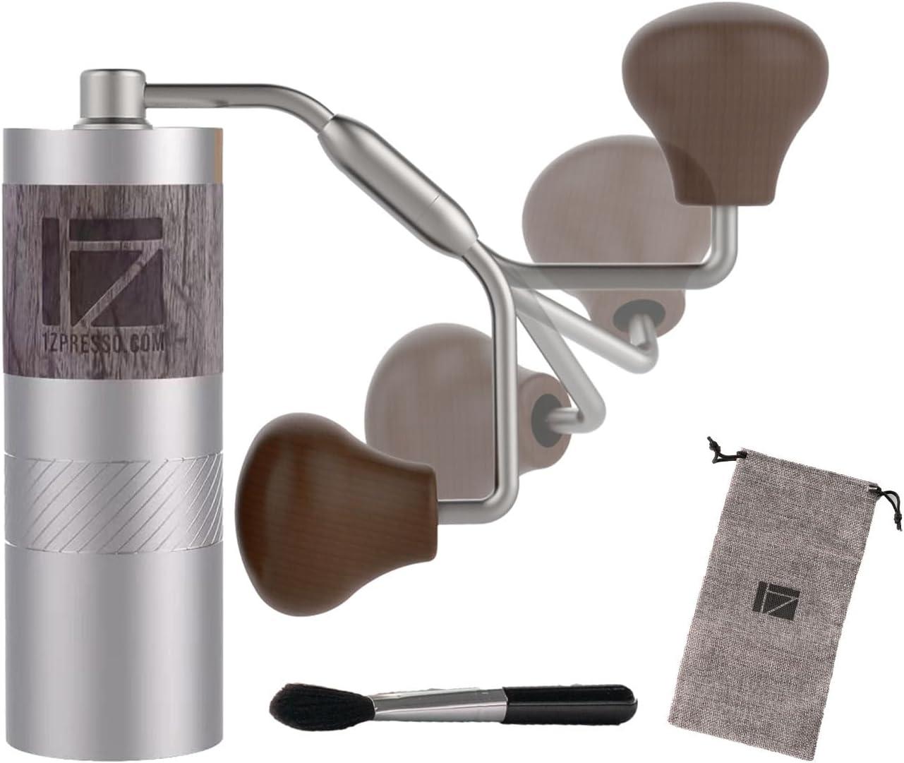 1Zpresso Q2 S Manual Coffee Grinder Heptagonal Version, Foldable Handle, Mini Slim Travel Sized Fits in the plunger of AeroPress, Assembly Stainless Steel Conical Burr,...
