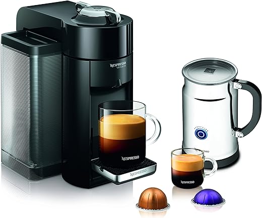 Nespresso A+GCC1-US-BK-NE VertuoLine Evoluo Deluxe Coffee & Espresso Maker with Aeroccino Plus Milk Frother, Black (Discontinued Model)