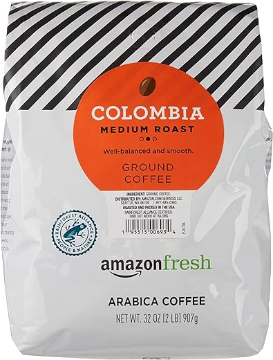 AmazonFresh Colombia Ground Coffee, Medium Roast, 32 Ounce