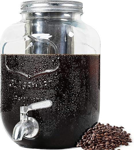 Homtone Cold Brew Coffee Maker 1 Gallon, Cold Brew Coffee Kit with Stainless Steel Spigot, Iced Coffee Beverage Dispenser, Reusable Cold Brew Mason Jar for Home Fridge
