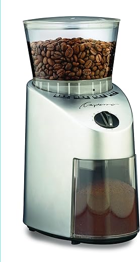 Capresso 560Infinity Conical Burr Grinder, Brushed Silver, 8.8-Ounce, Stainless Steel
